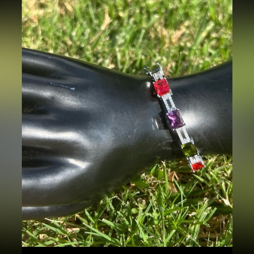 Gorgeous Multicolor Gemstone Adjustable Bracelet - image 7